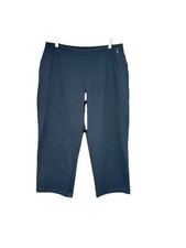 Lands End Navy Blue Pull On Stretch Cropped Pants Womens Large 14/16