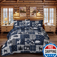 Tritard 3 Piece Cabin California King Size Quilt Sets Farmhouse Rustic
