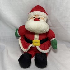Vintage Hallmark Nylon SANTA CLAUS Plush Doll 12  Parachute Style Stuffed Toy