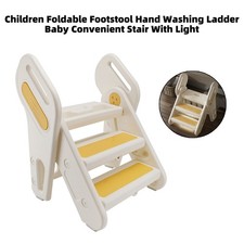 Children Foldable Footstool Hand Washing Ladder Baby Convenient Stair With Light