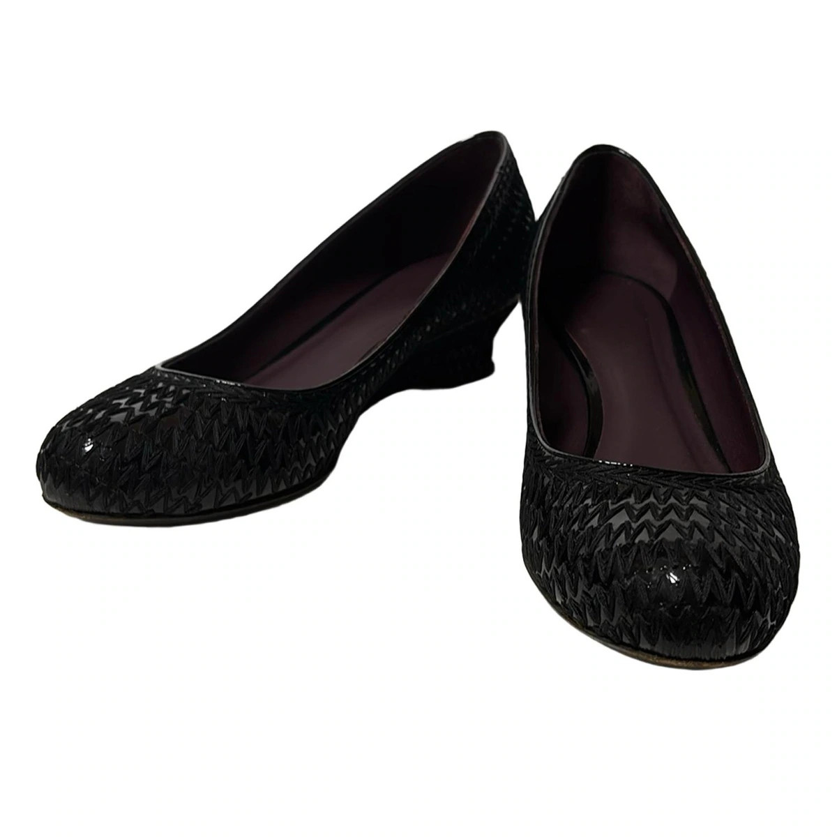 BOTTEGA VENETA - Black Patent Leather Cotton Women's Pumps thumbnail 2