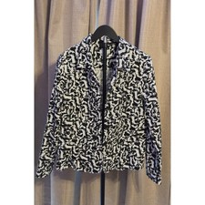 Christopher Banks Shoe Print Blazer Women's Size Large Black White