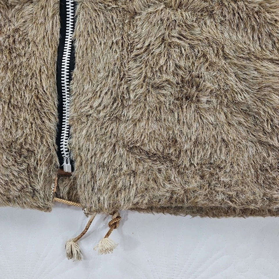 VTG Towncraft Jcpenny Fur Coat Brown Full ZIp Hooded Size L Metal Zip - Image 3 of 4