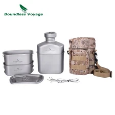 Boundless Voyage Titanium Canteen Cooking set with Carry Bag Hanging chain