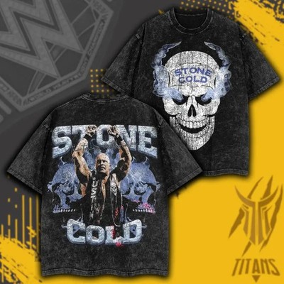 Wearova Stone Cold Austin premium acid washed WWE tee, Wrestling lover tee