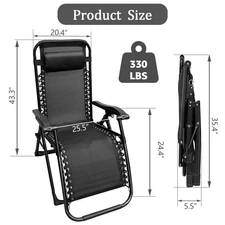 Adjustable Folding Zero Gravity Patio Chair - Perfect for Outdoor (25.5''W)