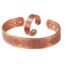 Pure Copper Bracelet ring for Men Magnetic Cuff Adjustable