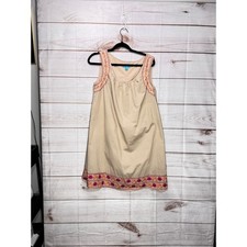 Calypso St Barth for Target Embroidered Sleeveless Shift Dress Tan Pink Large