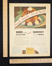 Vintage 1933 Knox and Sunsweet Gelatine and Tenderized Prunes Color Print Ad