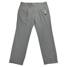 Michael Kors Mens Pleated Cuffed Solid Classic Fit Stretch Pants Gray 40x32