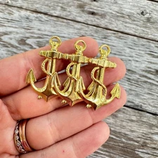 Vintage Jewelry Gold Tone Anchor Brooch 3 anchor jewelry