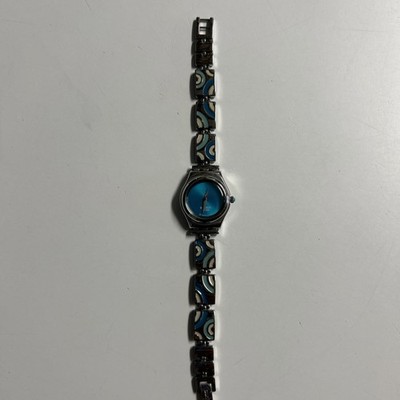 Women's Silver SWATCH WATCH with Turquoise Face