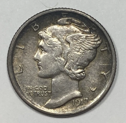 1917-D Mercury Dime .10. Extra Fine.