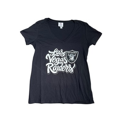 Las Vegas Raiders NFL Team Apparel Womens V Neck T Shirt Black Size Large L