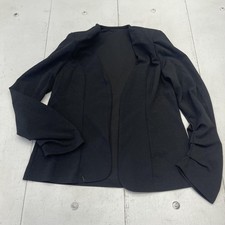 Open Front Blazer Womens Medium Black Polyester Knit Work Jacket Cardigan Office