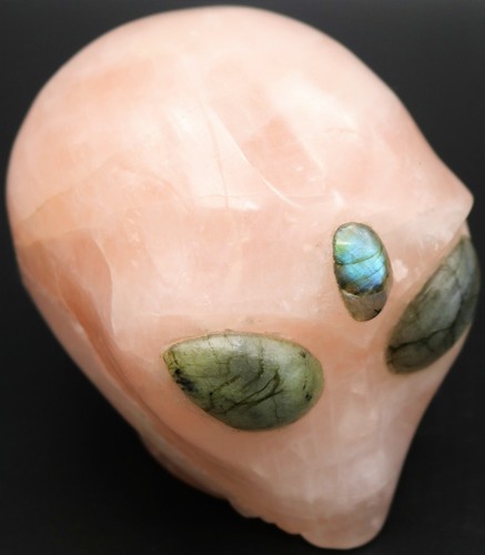 ASTONISHING Rose QUARTZ Crystal ALIEN Head LABRADORITE Gem Stone & Heaven Eyes - Picture 6 of 12