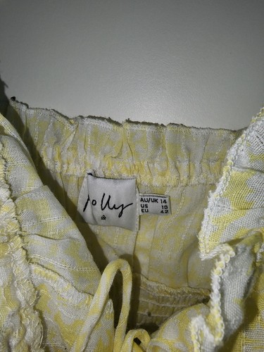 Women’s Polly Yellow Shirring Mini Dress Size 14 - Picture 2 of 3