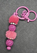 Handcrafted Pink Fluffy Bead Key Chain