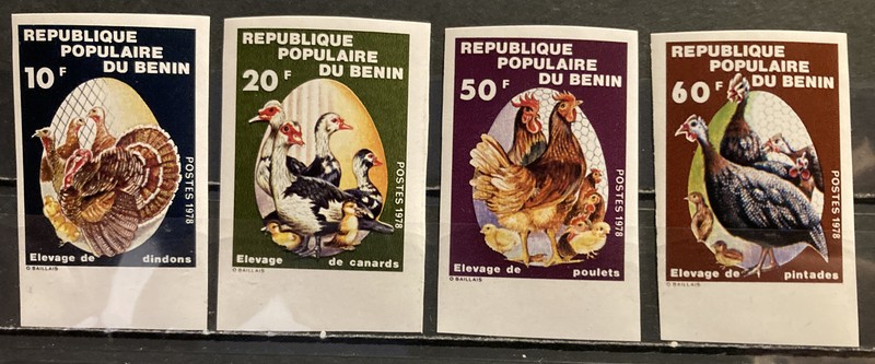 Benin,birds, S.C.#412-15, S.C.V.$5.45 "Imperforated" MNH Complete set of 4