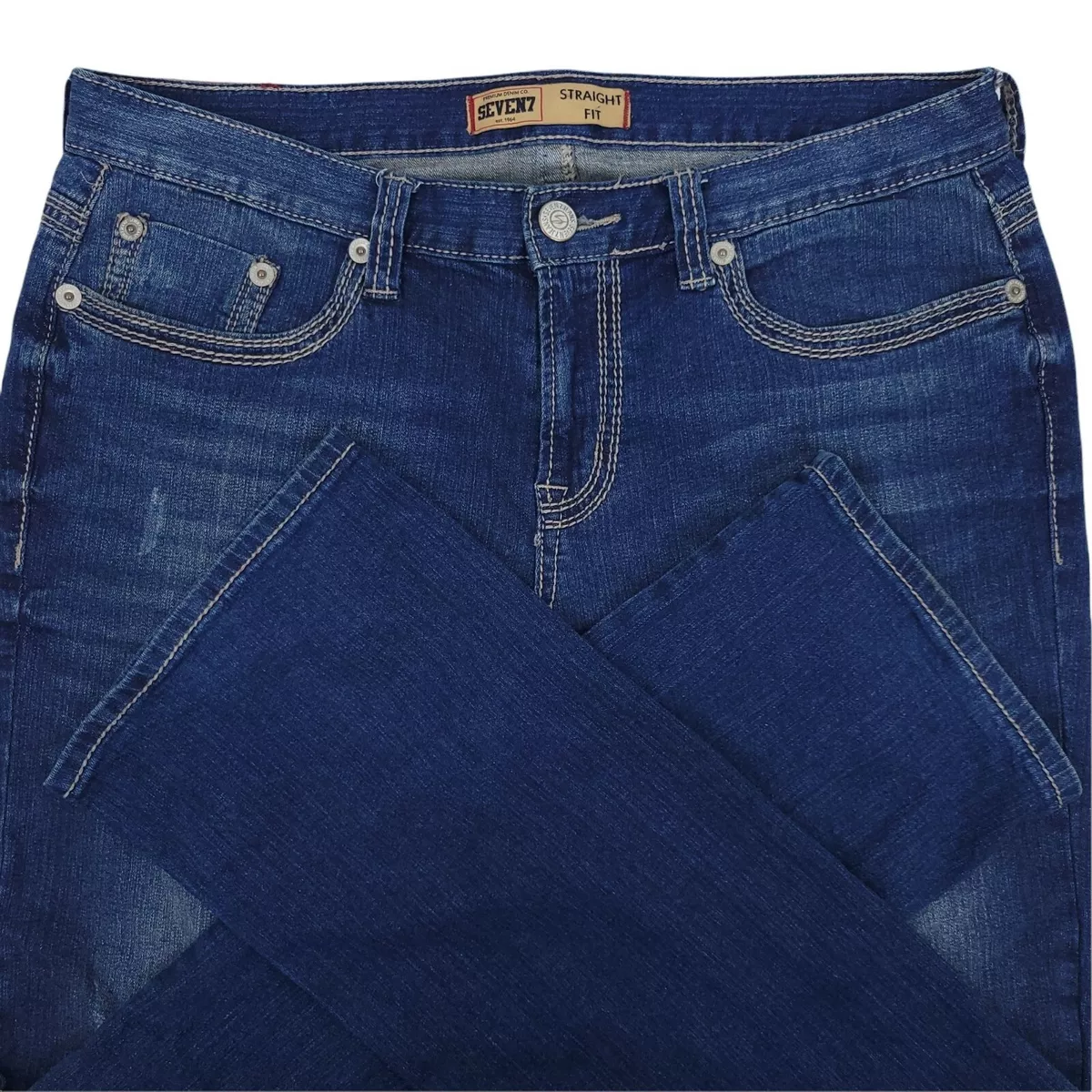 Mens Seven7 Jeans Straight Fit Size 36 x 34 Dark Wash Blue Denim Flap  Pockets