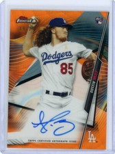 2020 Topps Finest Baseball Orange Wave Rookie Auto #FA-DM Dustin May #19/25