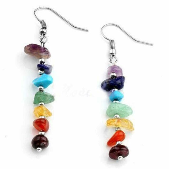 Natural Chalcedony Small Gemstone Tibetan Silver Earrings Party Classic