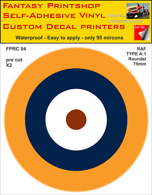 RC RAF Roundels Doppelpack Vinyl Aufkleber Aufkleber Typ A1 Roundel 75 - 290 mm FPRC04