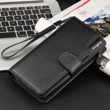 Men's Bifold Leather Zip Coin Long Wallet Multi Card Holder Purse Clutch Handbag