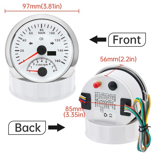 85mm Waterproof White GPS Speedometer 160KM/H withTachometer Gauge for Boat Car - Picture 3 of 13