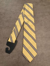 Brooks Brothers Boy's Yellow With Black  Silver Stripes 100 Silk Necktie 45"