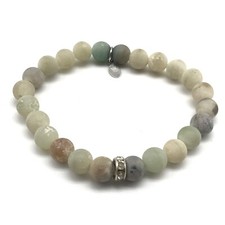 Ladies Green Sea Glass Round Beaded Vintage Stretch Bracelet 6.75"