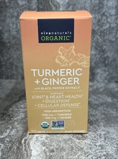 Viva Naturals ORGANIC : Turmeric + Ginger, Support Joint/Heart/Digestion-90tabs