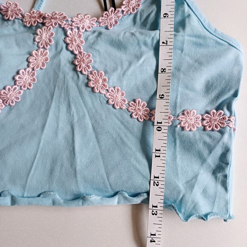 Daisy Street Top Size 10 Cropped Vest Floral Blue Pink Summer Festival Brand New - Picture 10 of 12