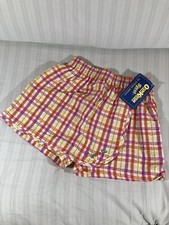 RARE Oshkosh Bgosh Girl Sz 6 Skort Shorts Plaid Pink Orange Embroidered FRUIT V3