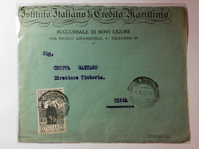 KINGDOM, ENVELOPE 1/5/1927 MARITIME CREDIT INSTITUTION, CENT 50 CENT. FRANCESCANO 