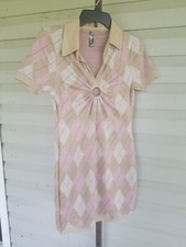 Luna Chix Juniors Large/XL Pink Brown Sweater Dress Keyhole Stretchy NWOT