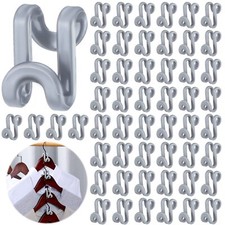 150 Pcs Gray Clothes Hanger Connector Hooks Heavy Duty Space Saving Extender