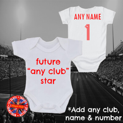 Personalised Football Babygrow ''Future Star'' Add Your Club/County Gift Soccer