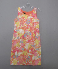 Talbots Dress 6 Petite Pink Yellow Fruit Flowers Bright Colorful Sheath Zip