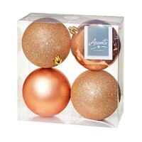Premier Decorations Weihnachts-Schmuckkugeln 4Er Set 100Mm Rose Gold HäNge-Deko