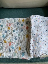 Lot x 2 Pottery Barn Kids Organic Muslin Swaddle Blankets Elephant  Speckles