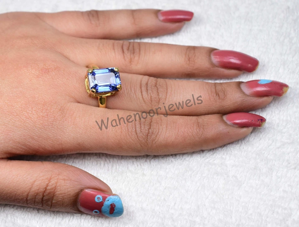 Anillo de boda natural de plata de ley 925 con zafiro azul de Ceilán certificado Foto 4 de 4