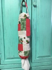 Christmas Holiday Winter Prints Patchwork Plastic Bag Holder - Farmhouse Decor