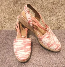 Life Stride Katrina Pink & White Tie-Dye Look Espadrilles Wedge Slip-on Shoes 8