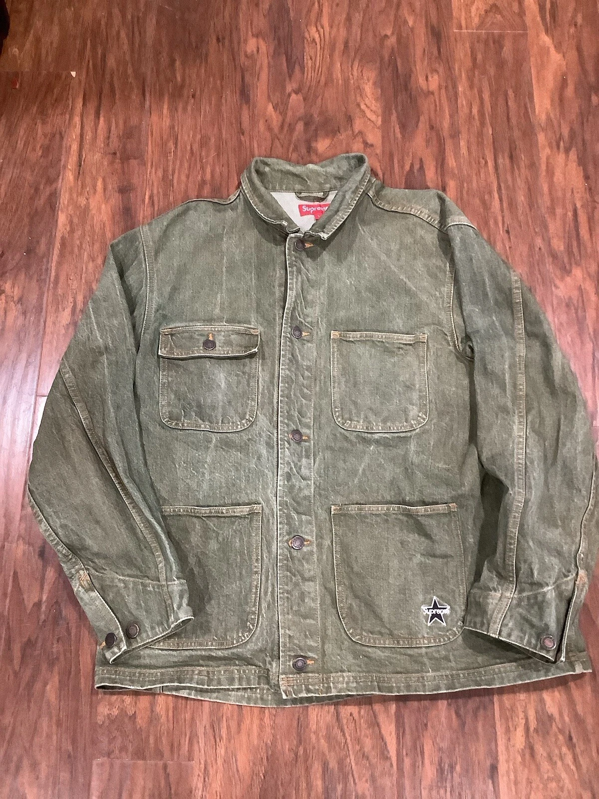 Manteau de corvée vintage 94 Supreme Star Denim SS22   Vert taille L