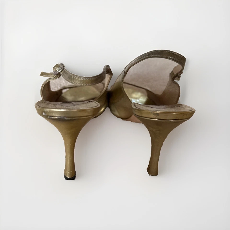 Antique Gold Manolo Blahnik Heeled Sandals - Image 3 of 4