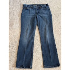 Lee Perfect Fit Straight Leg Jeans Womens 12 Short Dark Wash Blue Denim Stretch