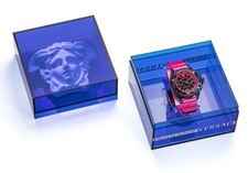 Versace Watch Icon Active Chronograph 44mm Black Case Pink Silicone Strap