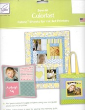 Colorfast Sew-In Printable Fabric Ink Jet Printers THREE 3 Sheets June Tailor
