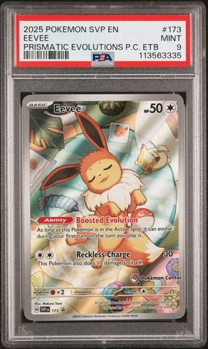 2025 POKEMON BSP SVP EN #173 EEVEE PRISMATIC EVOLUTIONS POKEMON CENTER ETB PSA 9